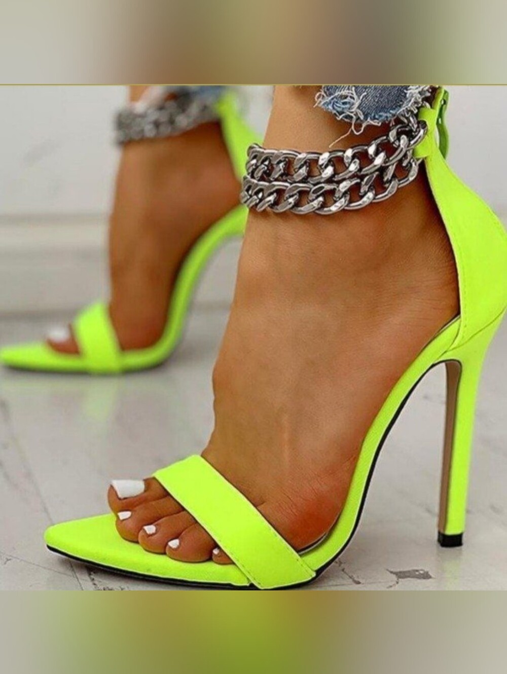 Wild Diva High Heel Sandals with Dbl Chain Ankle Strap Sz 10